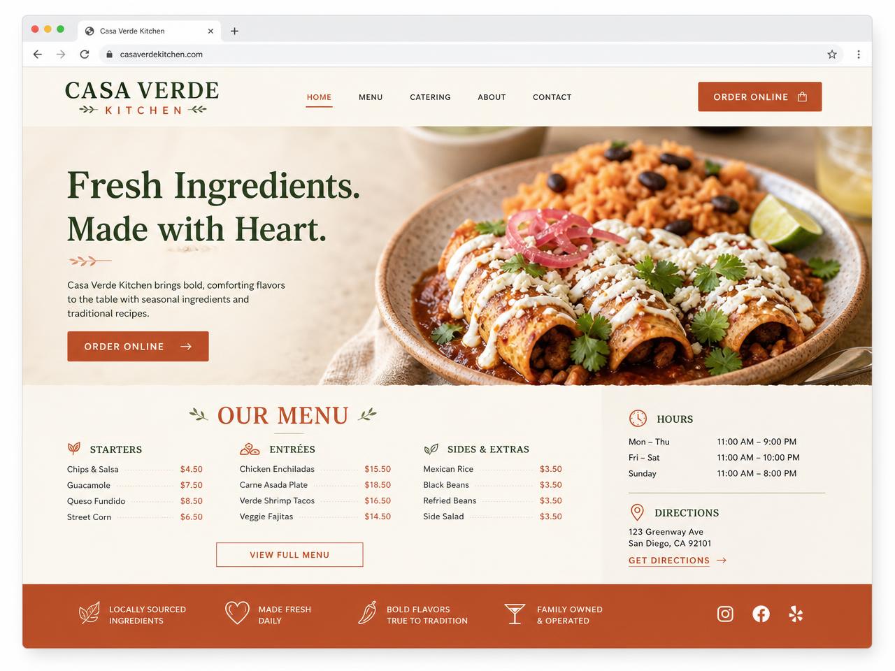 Casa Verde Kitchen sample website concept designed by Lendova Digital