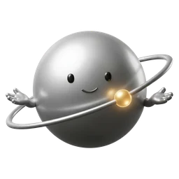 Orbit — Lendova's AI assistant mascot, a metallic silver-to-gold planet with a friendly face and orbital ring